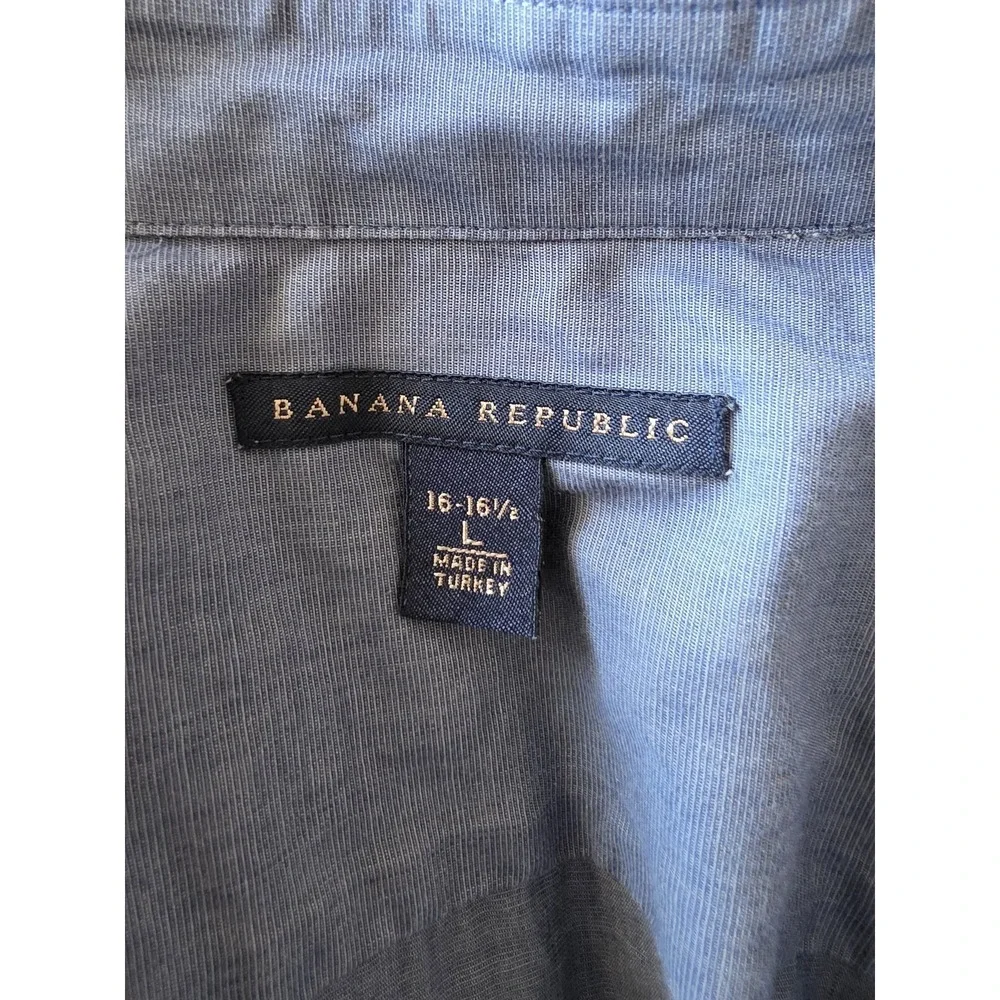 Banana Republic Men's Long Sleeve Cotton Shirt Size L Blue Solid Collared